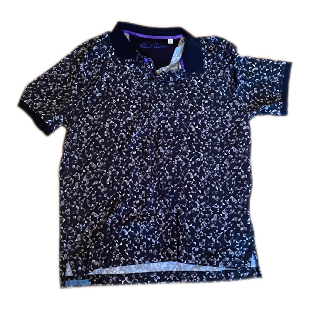 Robert Graham Men’s  Black and White Patterned Polo